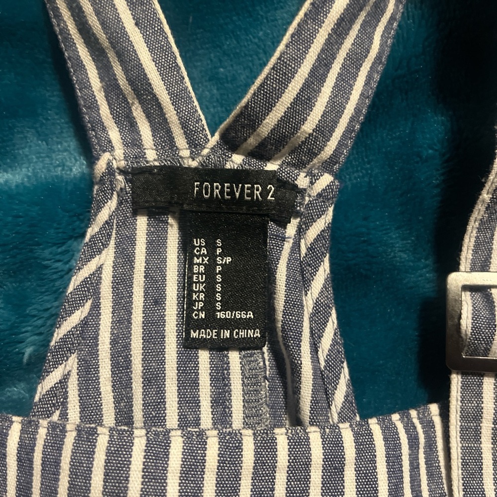 Forever 21 Navy and White Striped Jumpsuit